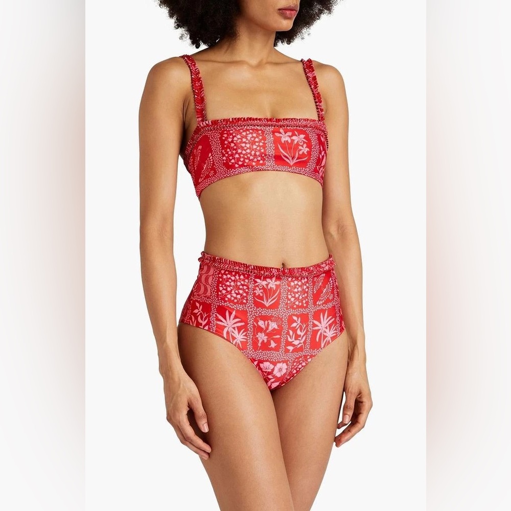 Agua by Agua Bendita Olmo Petalo Top + Nopal Petalo Bottom | Red | Size M